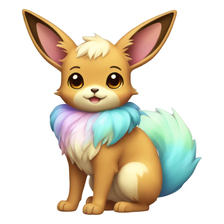 Kawaii Shiny Colorful Pastel Eevee Full Body sticker