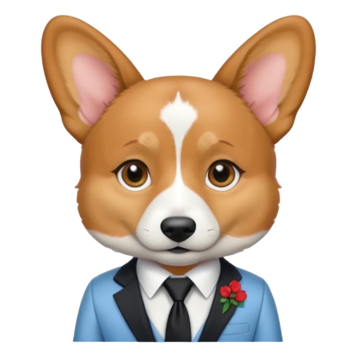 perrita caricatura gorgi gales ejecutiva con ropa celeste claro y corbata negra  sticker