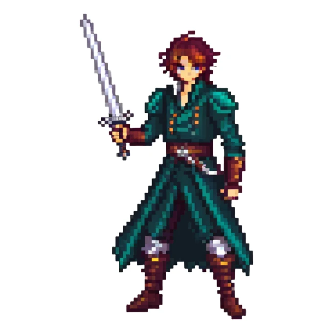 duelist character in formal dueling attire with sword sticker
