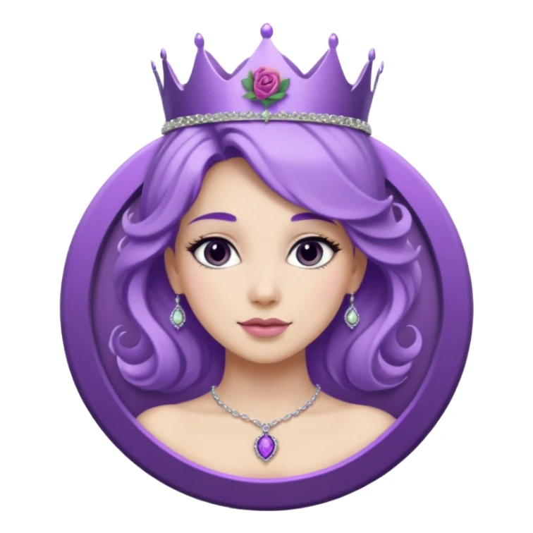 Purple rose flower, silver circle plaque, silver tiara sticker