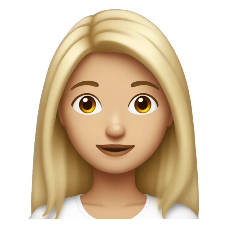 una chica de tés blanca y pelo lacio color castaño claro  sticker