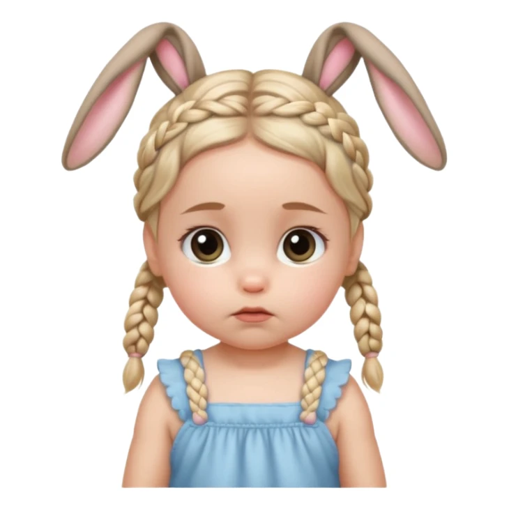 bunny ear accessory wearing baby braided hair sad  sticker