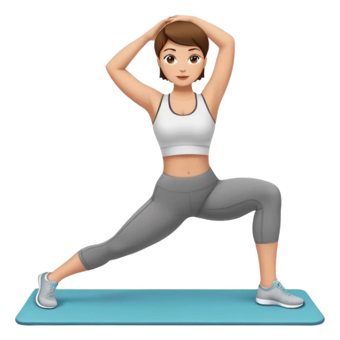Pretty, slightly curvy white Woman with short brown hair doing Pilates exercises  sticker