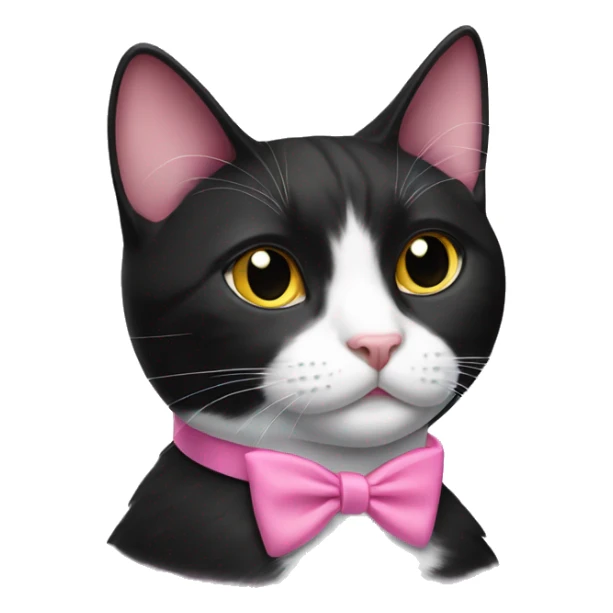 tuxedo cat wearing pink collar sticker