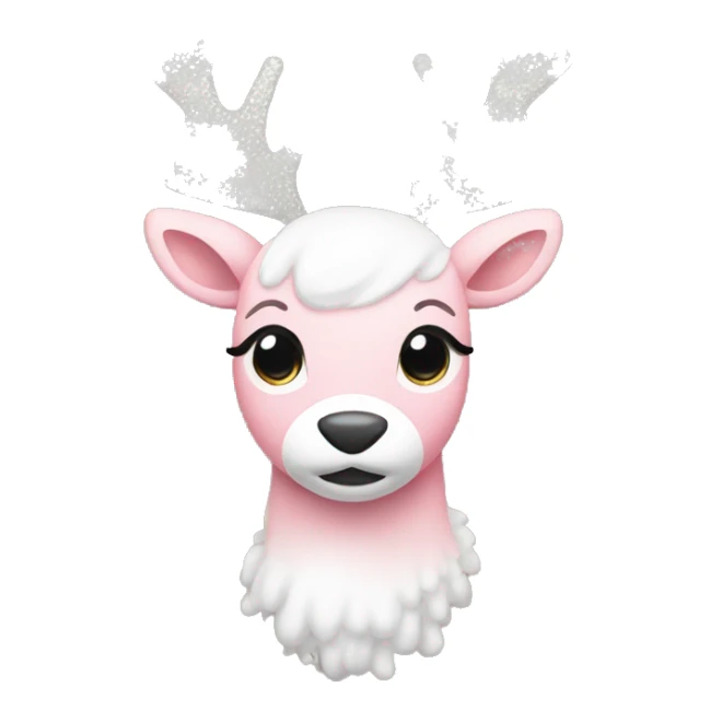 sparkly light pink and white pretty reindeer sticker