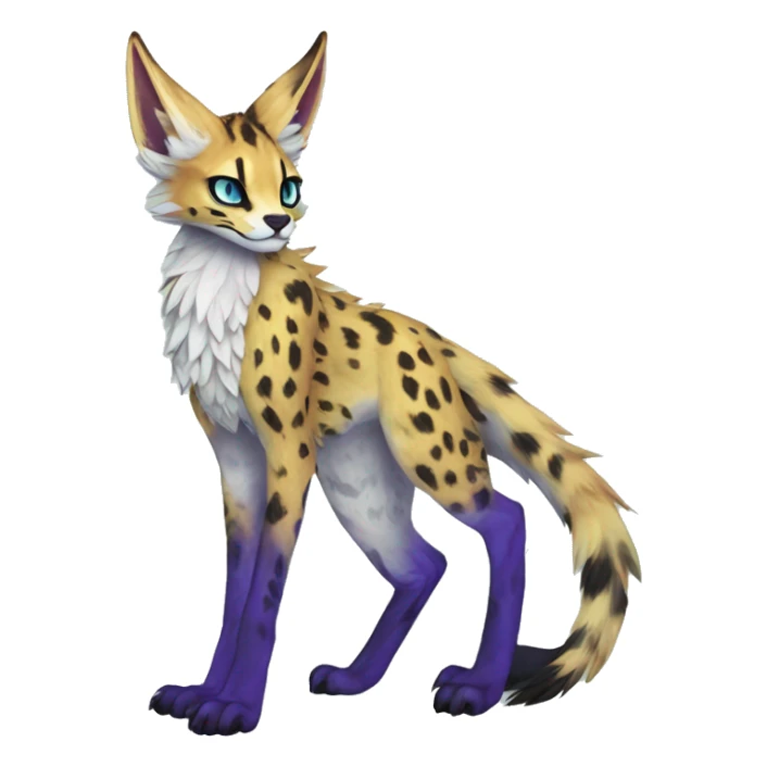 Epic Edgy Colorful ethereal eldritch Sergal-Serval-Fionbri full body  sticker
