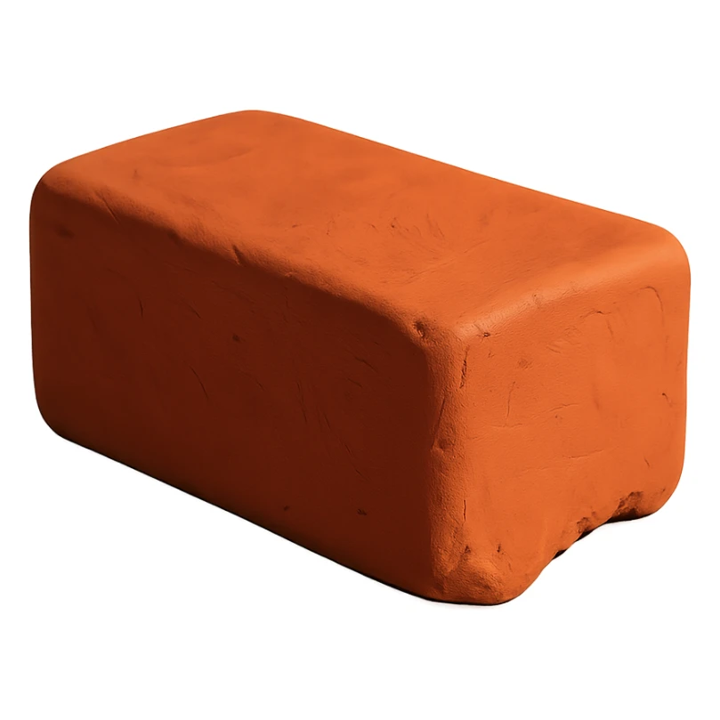 a single clay brick, detailed clay texture, claymation style, with a chipped corner sticker