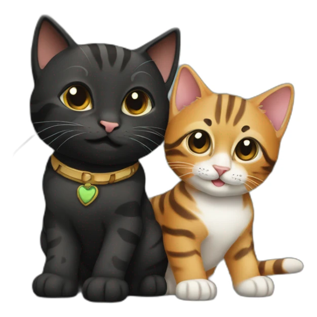 two-cats-bengal-and-cat-black-kitten-together sticker