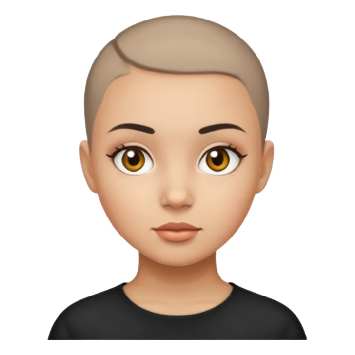 HAZEL EYES BLACK BLACK BUZZ CUT LIGHT SKIN ROUND FACE GIRL sticker