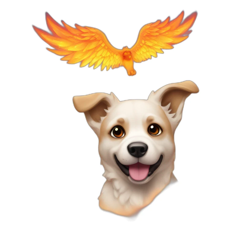 Perro con alas en un cielo de fuego sticker