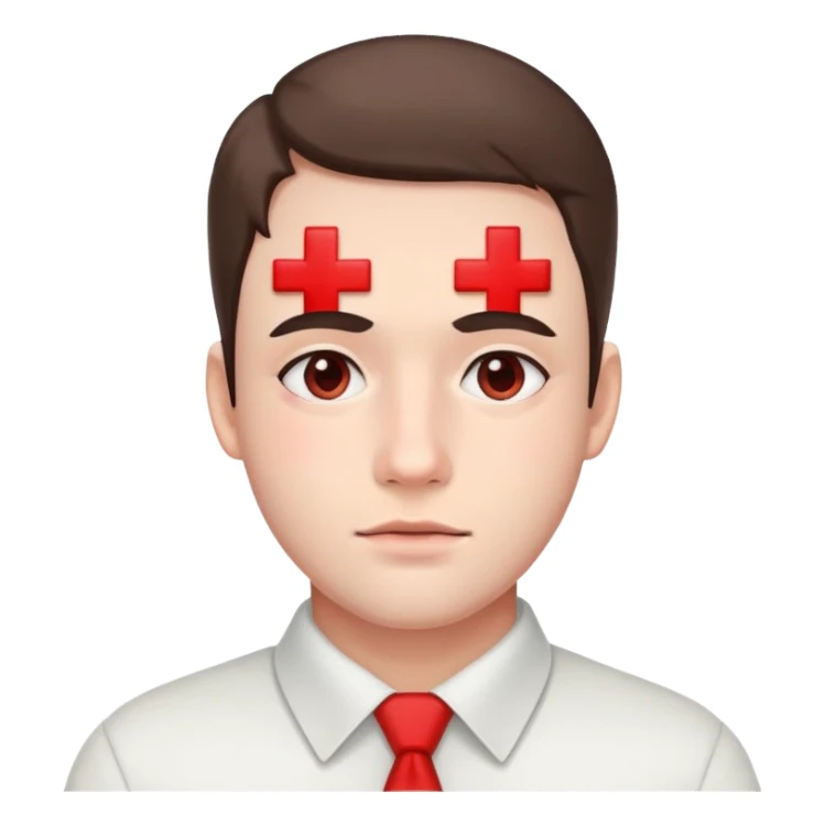 an user with a red cross on his face sticker