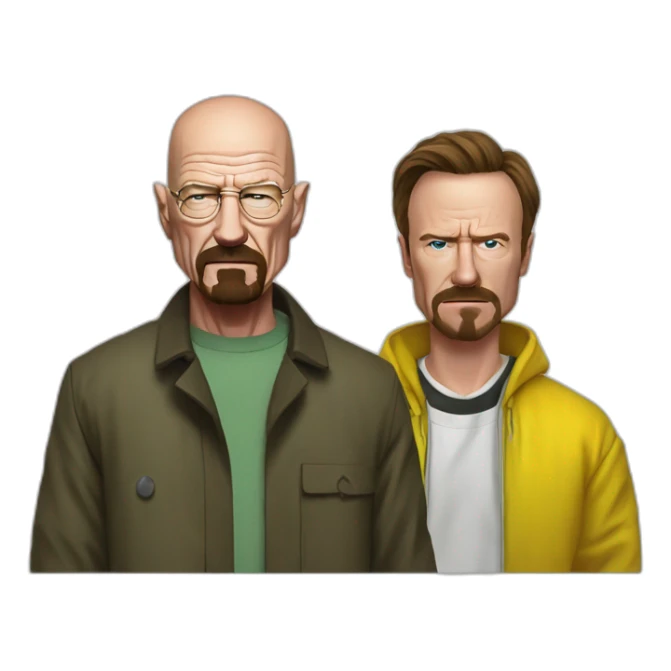 Walter White, standing next to Jesse Pinkman, but they do not look like the same person sticker