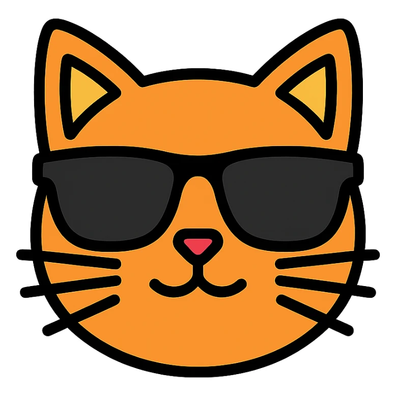 cat wearing sunglasses color icon sticker