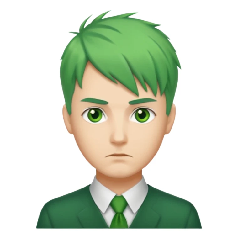 Man with Green Ponytail – green tied hair, calm serious face. sticker
