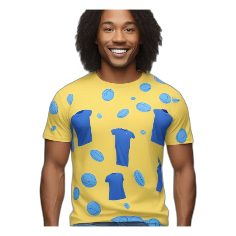 t-shirt sport yellow and blue navy sticker