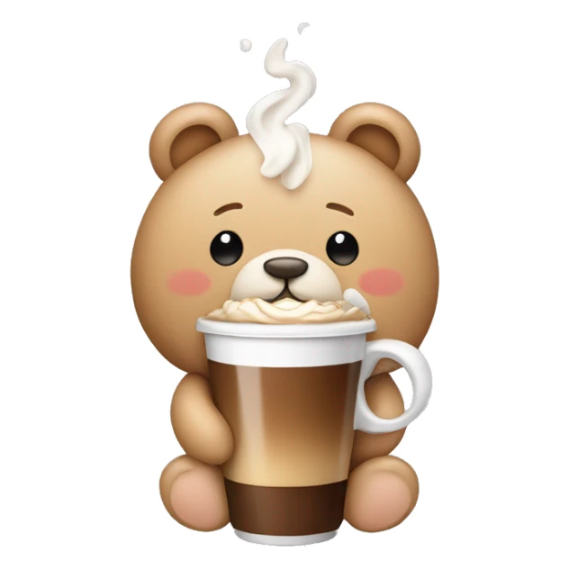 A teddy bear with a bow on top of it’s head drinking a latte sticker