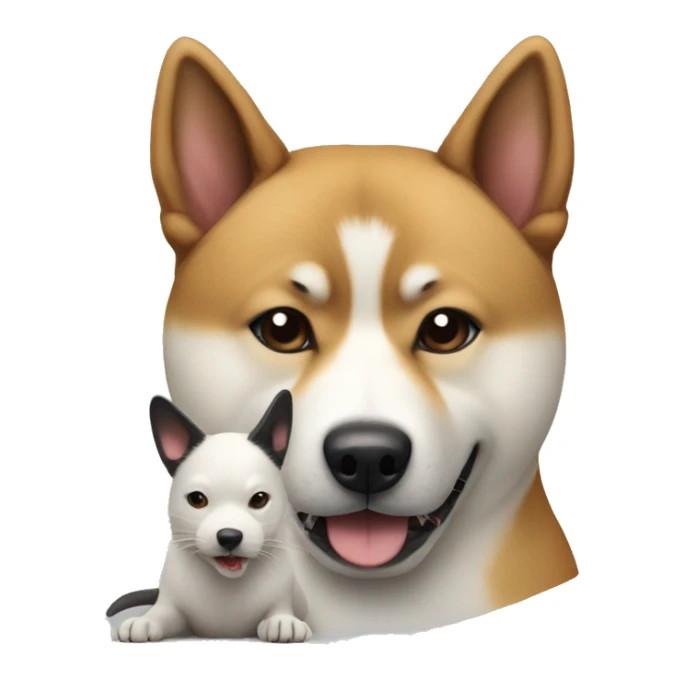 akita dog holding a rat sticker