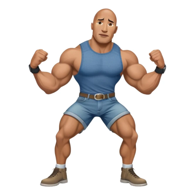 Dwayne the rock Johnson flexing in denim short shorts sticker