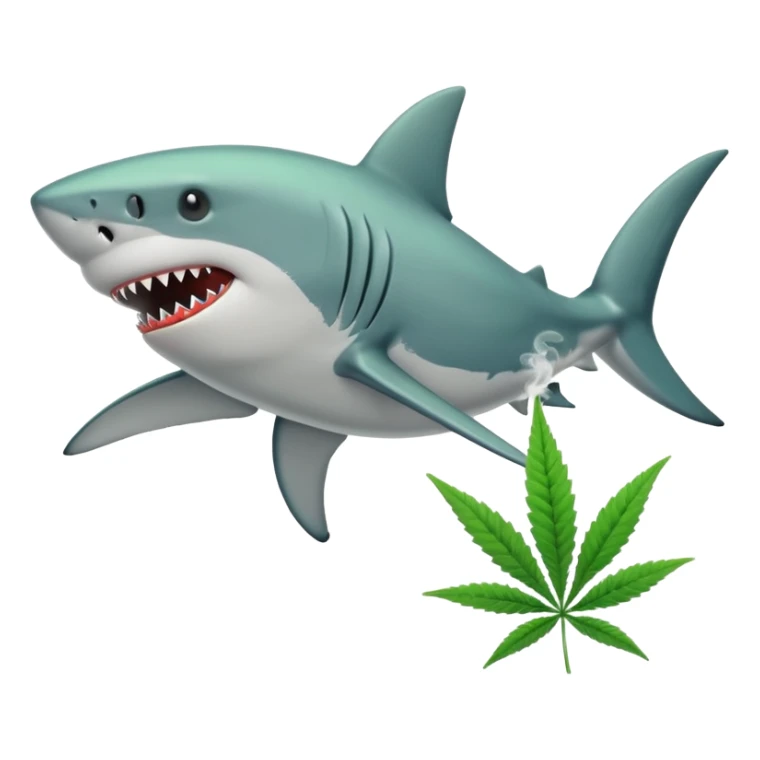 Shark doing cartwheel smoking weed sticker