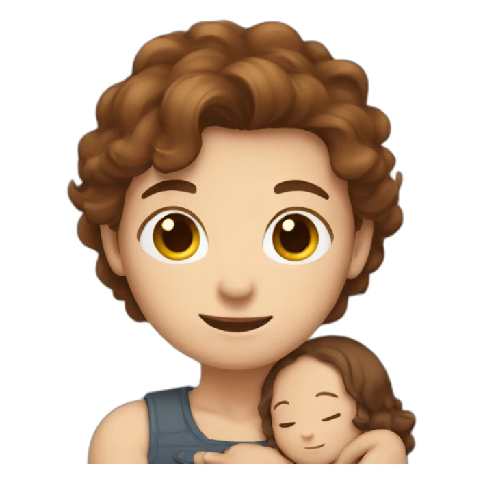boy-brown-hair hug girl with brown-hair sticker