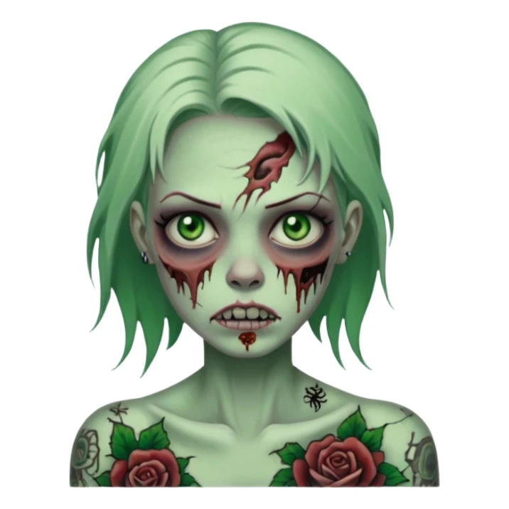 zombie woman with big tattoos sticker