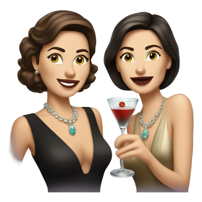 rich caucasian women two friends sipping martinis brunettes sticker