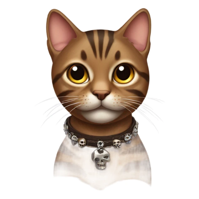 Brown tabby with a collar with skulls on it sticker