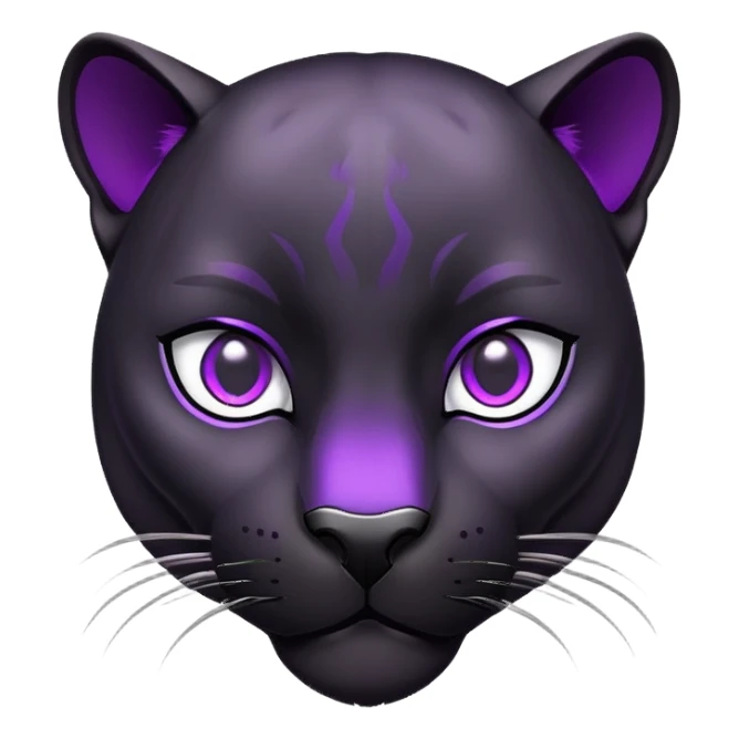 sleek black panther with bright purple eyes, happy face sticker
