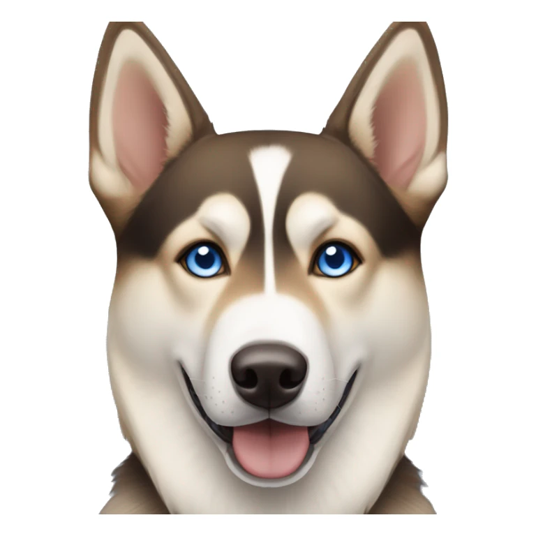 Brown Husky and German shepherd mix dog with two blue eyes sticker