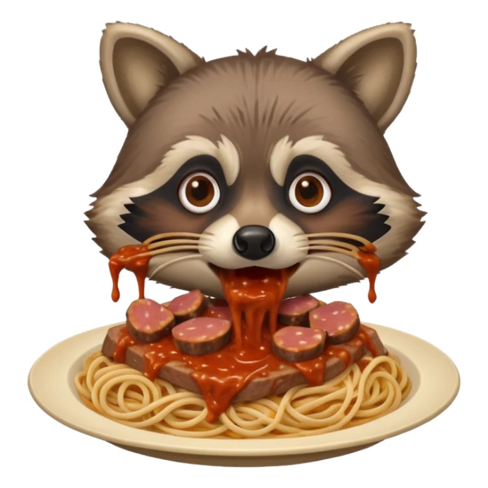 raccoon with SPAM meat and spaghetti slop sticker