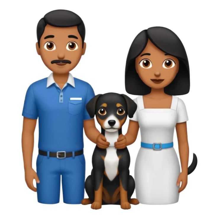 Pareja de novios, pelo negro ambos, y con dos perritos pincher en brazos sticker