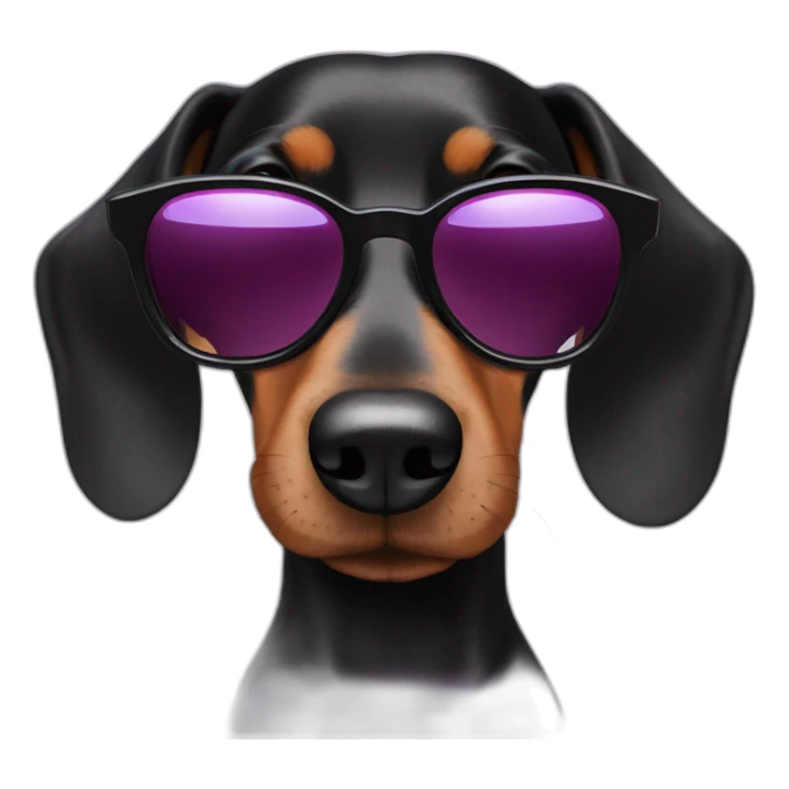 black dachshund in sunglasses head shot sticker