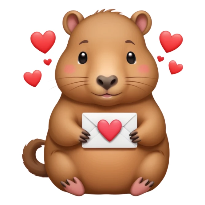 Un capybara kawail avec des coeur avec des lettre <<A>> dedans  sticker