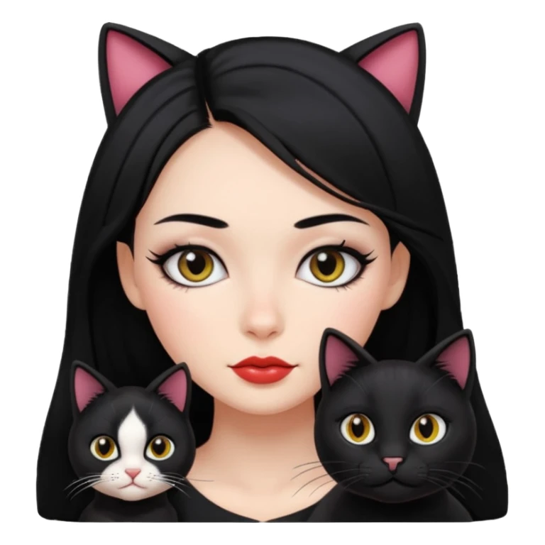 girl with black hair long makeup pretty 🐈‍⬛ sticker