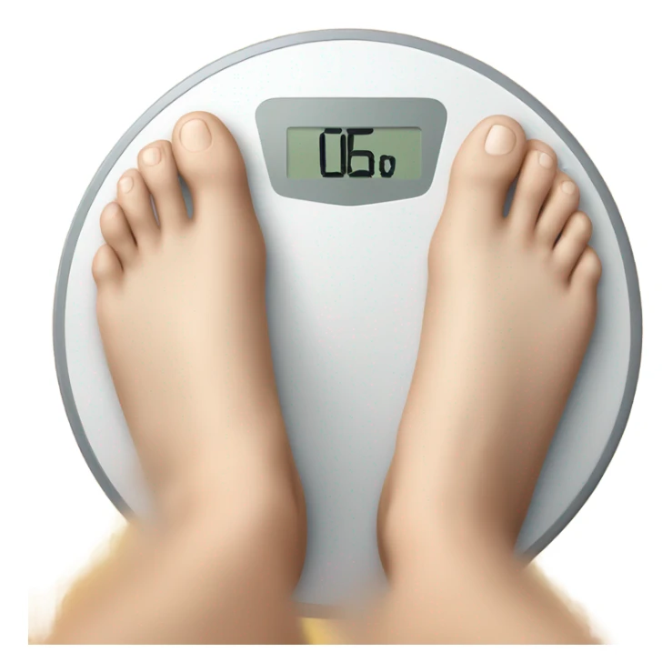 Man’s feet on weight loss scale sticker