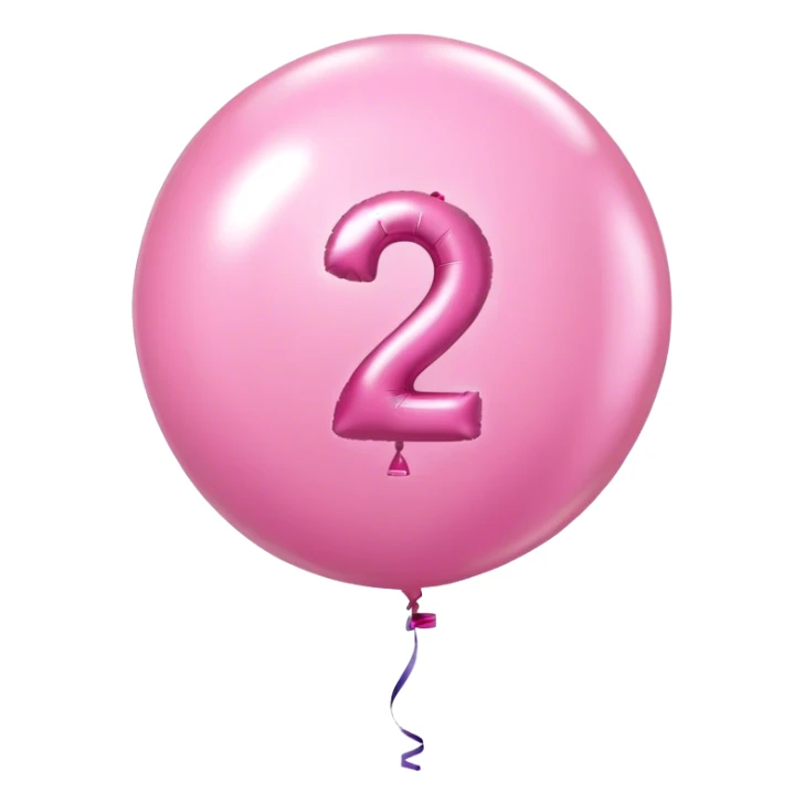 Pink birthday balloon with a 2 on it sticker