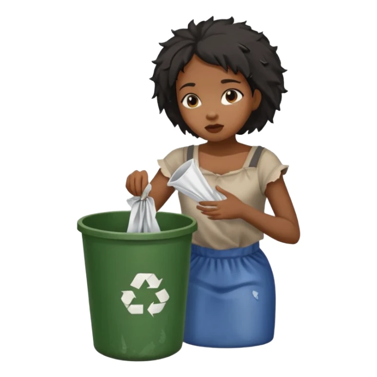 Black girl with ripped clothes eating out the trash can sticker