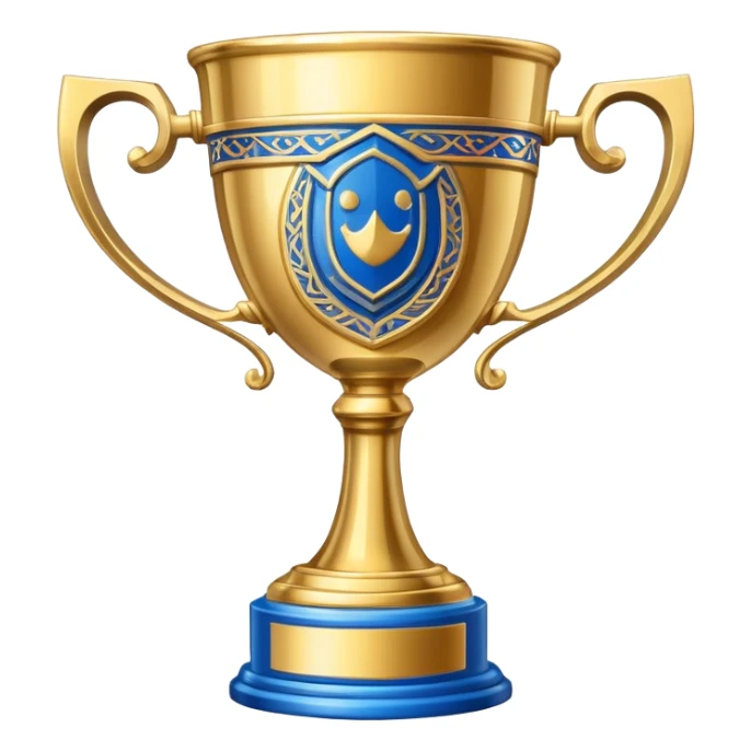 championship trophy cup with blue details sticker