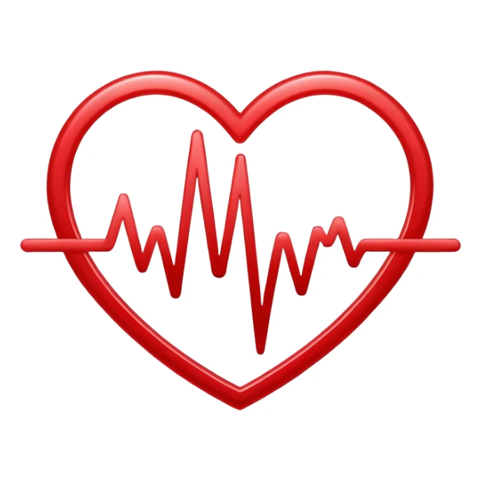 Precise and minimalist logo for MedSignal, red heartbeat pulse transforming into the letters ‘AI’, glowing edges with a metallic sheen, sleek design with clean white space, focusing on advanced healthcare technology and AI sticker