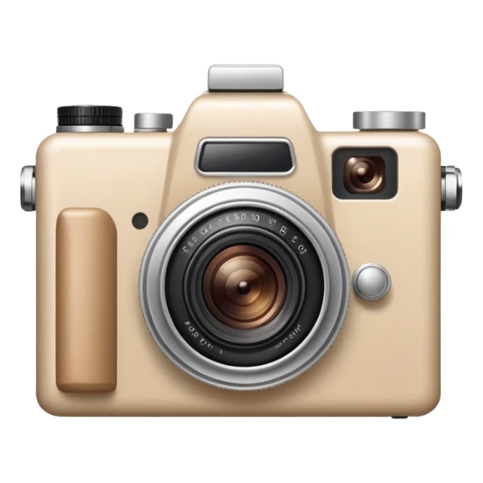 Beige camera with a photo next to the frame sticker