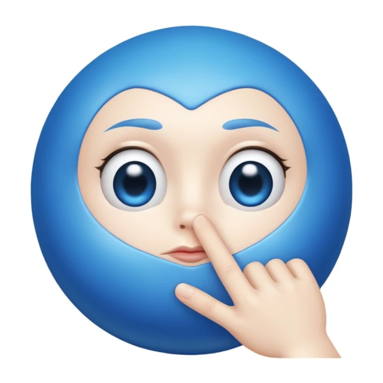 Blue ball emoji showing shut up finger on lips in attitude manners  sticker