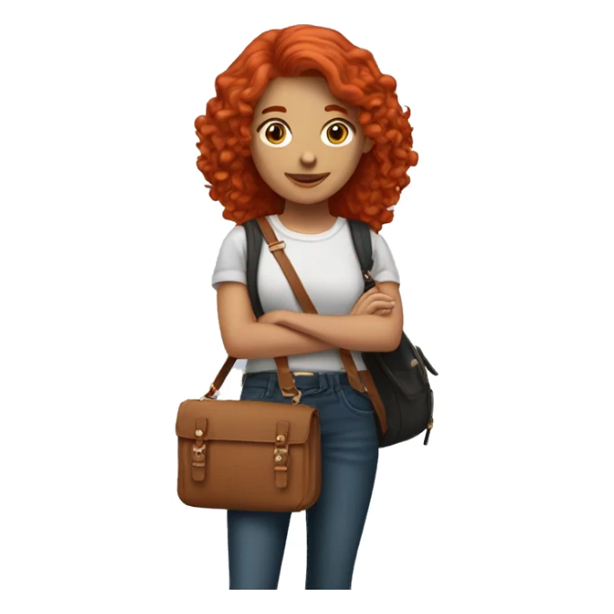 red head student wearing a cross body purse sticker