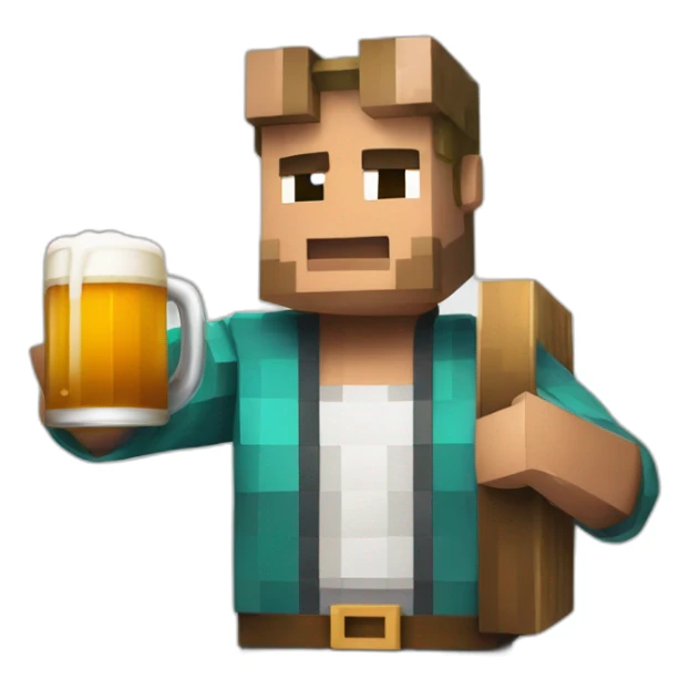 Un personnage Minecraft tenant une bière sticker