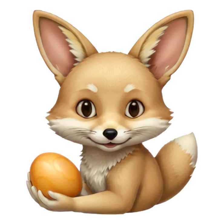 fennec carrying an unpeeled egg with his mouth sticker