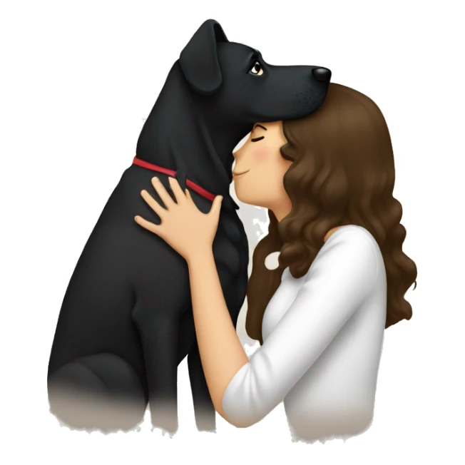 Brunette kissing big black dog sticker