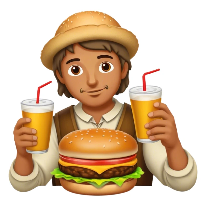 Medieval peasant eating a double cheeseburger and drinking a 4 loko  sticker