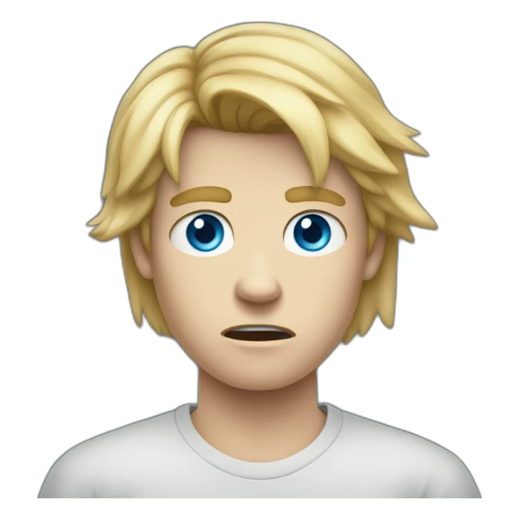 Angry blue-eyed teen-ager boy with long blond hair sticker