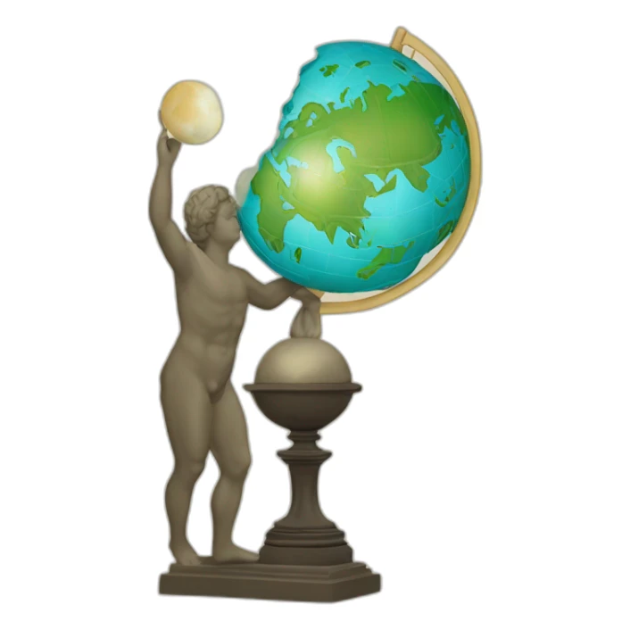 staue italian holding a globus sticker