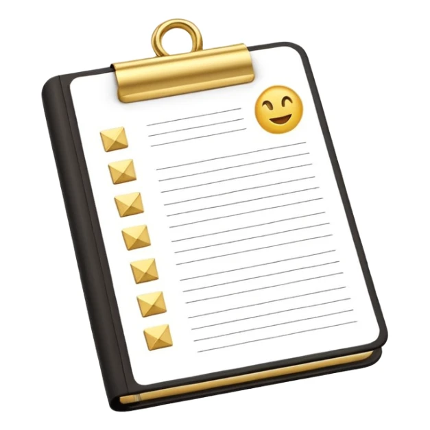 modern elegant planner with checkmarks emoji, 3D style, #ca816d or #faf1eb and gold, clean design sticker