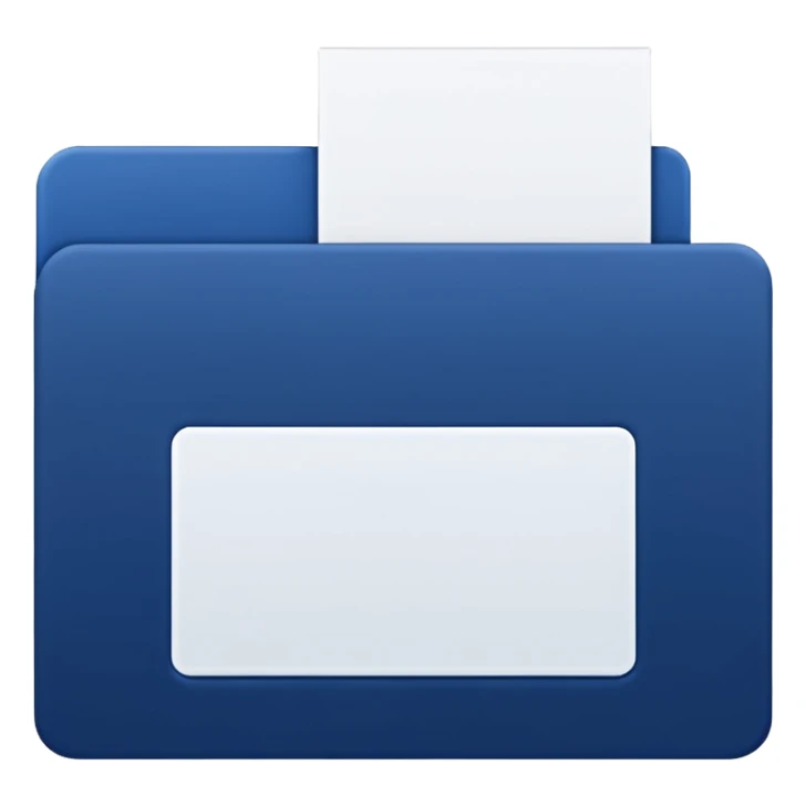 a dark blue file with white paper blank name label on it sticker